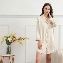 Load image into Gallery viewer, champagne satin night shirt