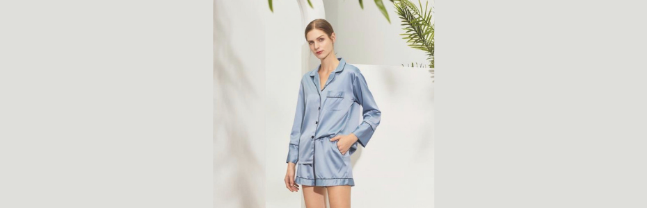 Club Collection Long Sleeved Short Satin Pyjamas