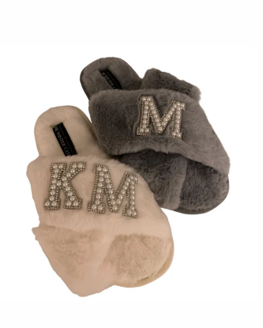 Faux Fur Crossover personalised slippers