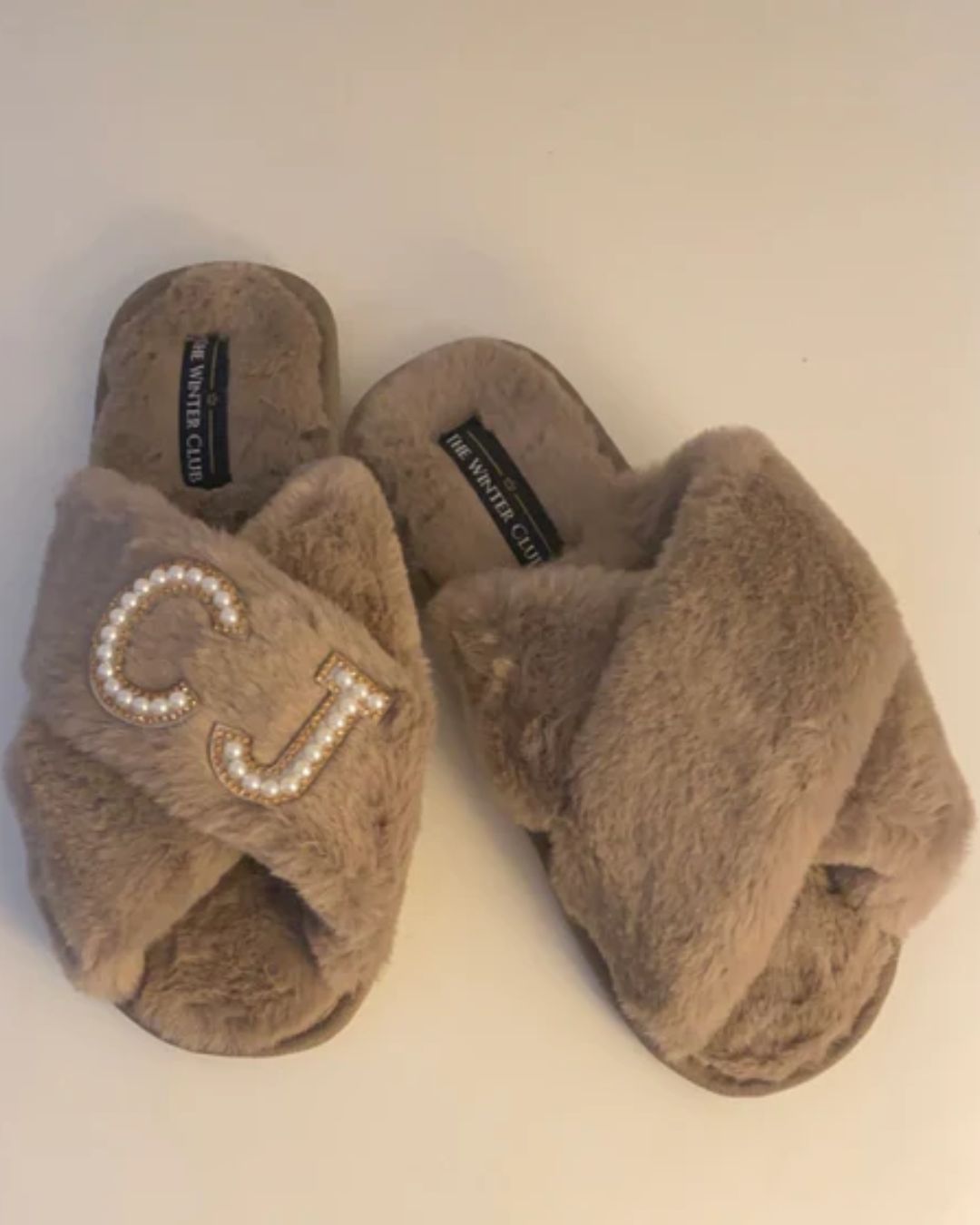 Bridal Faux Fur Crossover personalised slippers