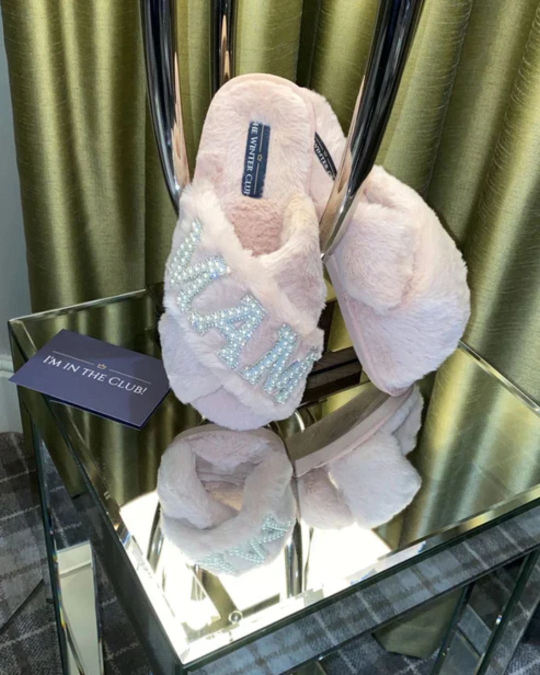 Bridal Faux Fur Crossover personalised slippers