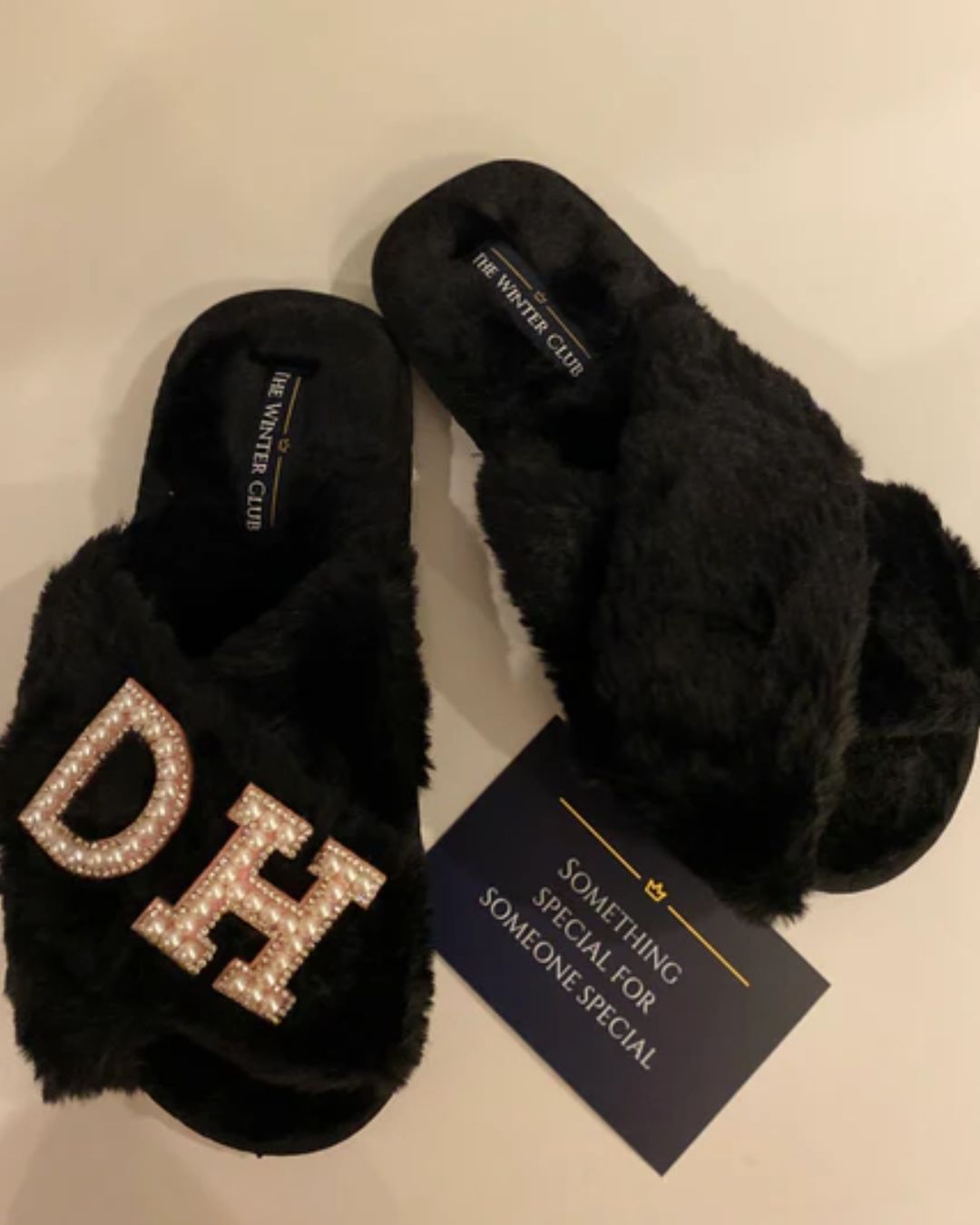 Faux Fur Crossover personalised slippers