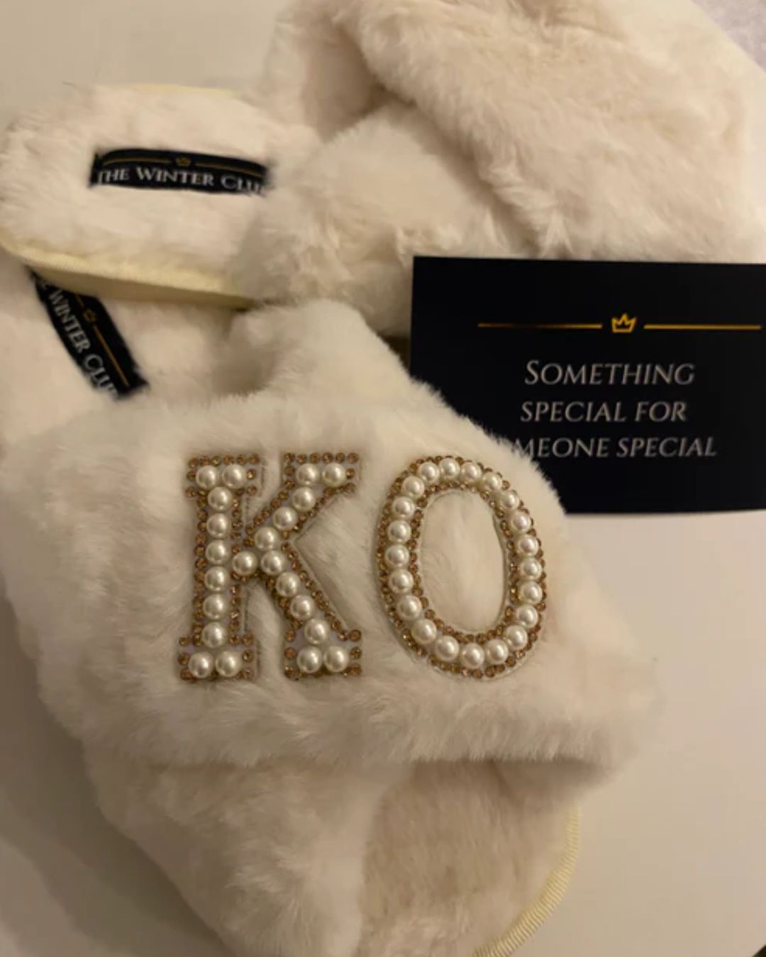 Faux Fur Crossover personalised slippers