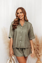 Load image into Gallery viewer, Linen Blend Shorts &amp; Shirt Co-ord - Olive
