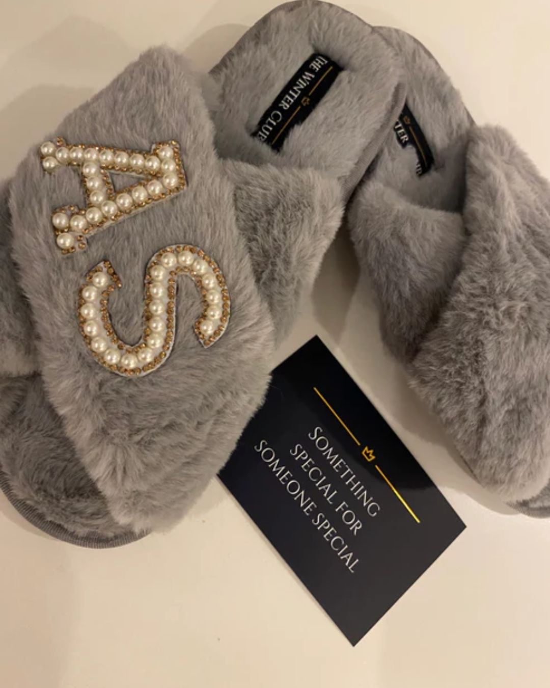 Faux Fur Crossover personalised slippers
