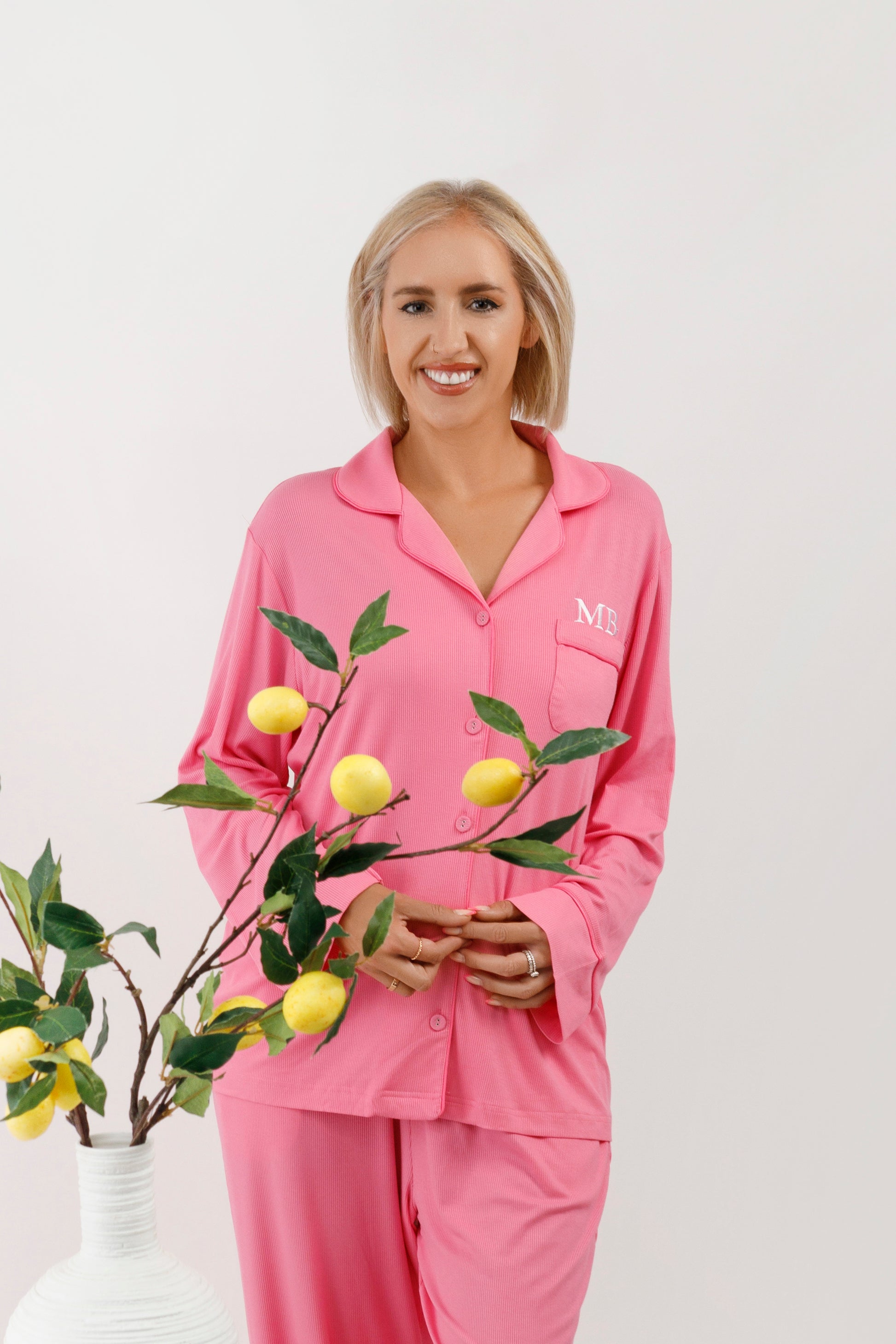 Long Rib Rayon Slouch Pyjamas- Confetti