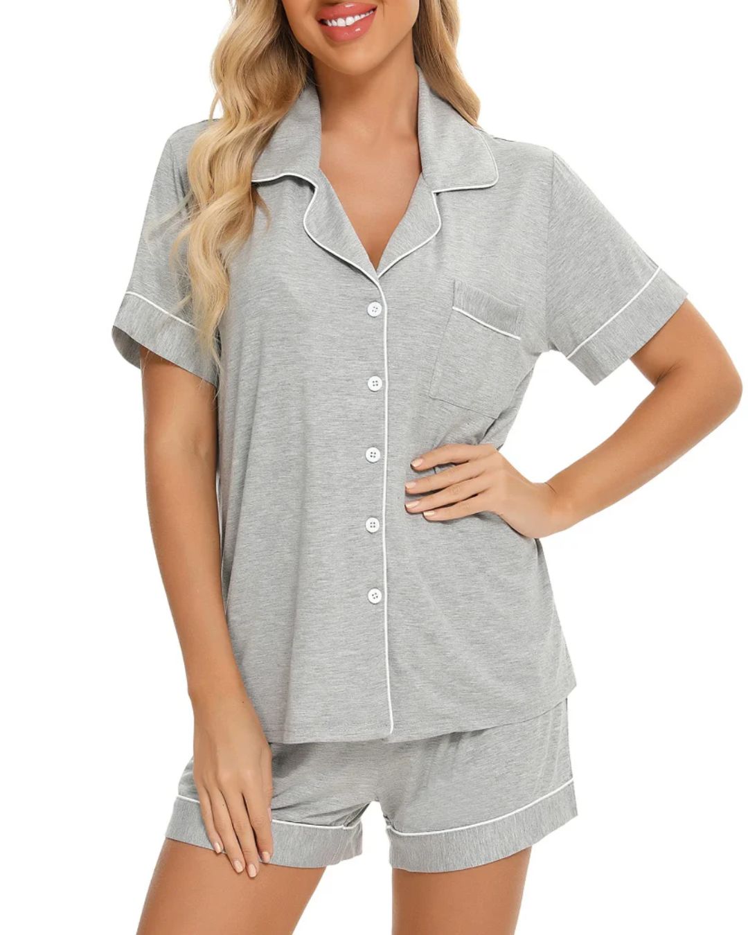 Cotton Shorty Pyjamas - Light Grey
