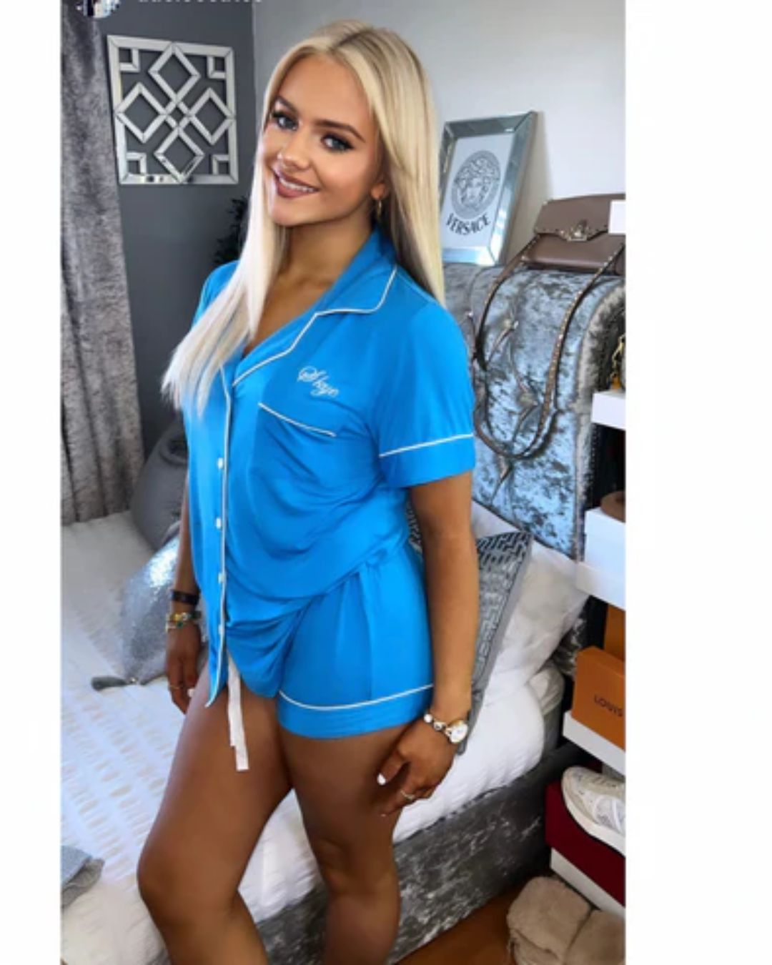 Cotton Shorty Pyjamas - Royal Blue