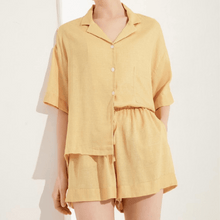 Load image into Gallery viewer, Linen Shorts &amp; Shirt Co-ord - Lemon
