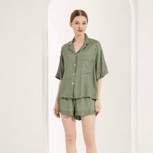 Load image into Gallery viewer, Linen Shorts &amp; Shirt Co-ord - Olive
