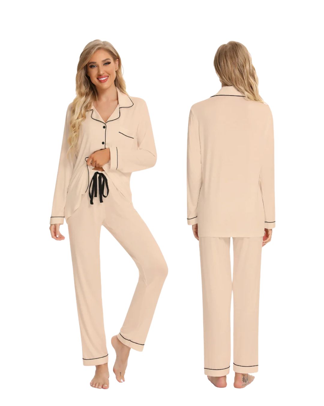 Long Cotton Pyjamas - Latte