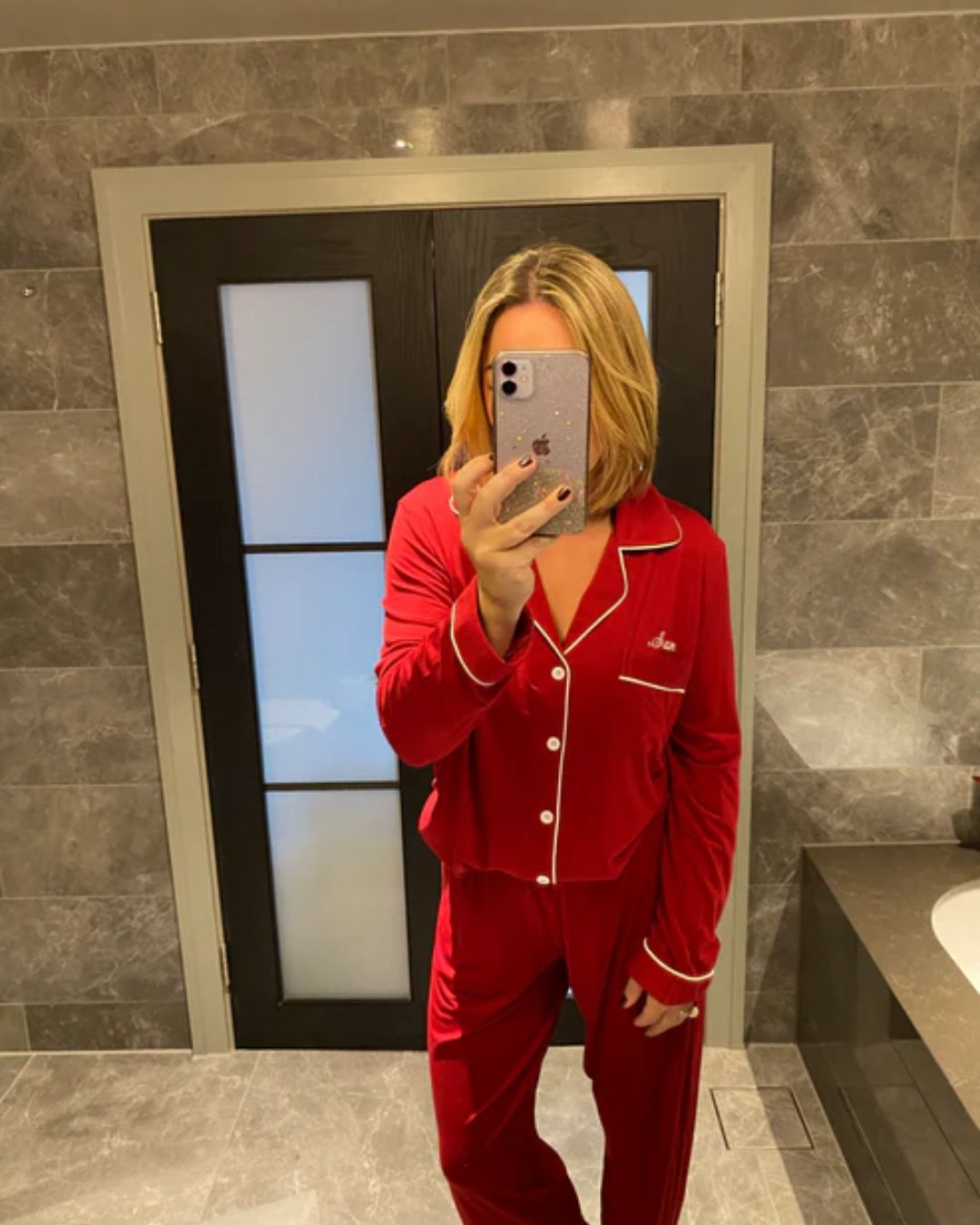 Long Cotton Pyjamas - Red