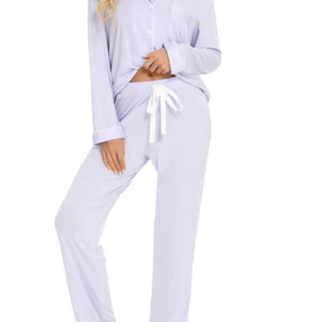 Long Cotton Pyjamas - Lavender