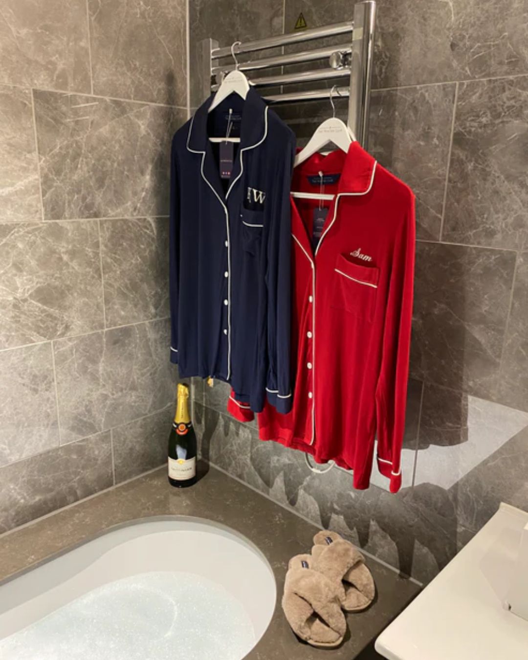 Long Cotton Pyjamas - Red