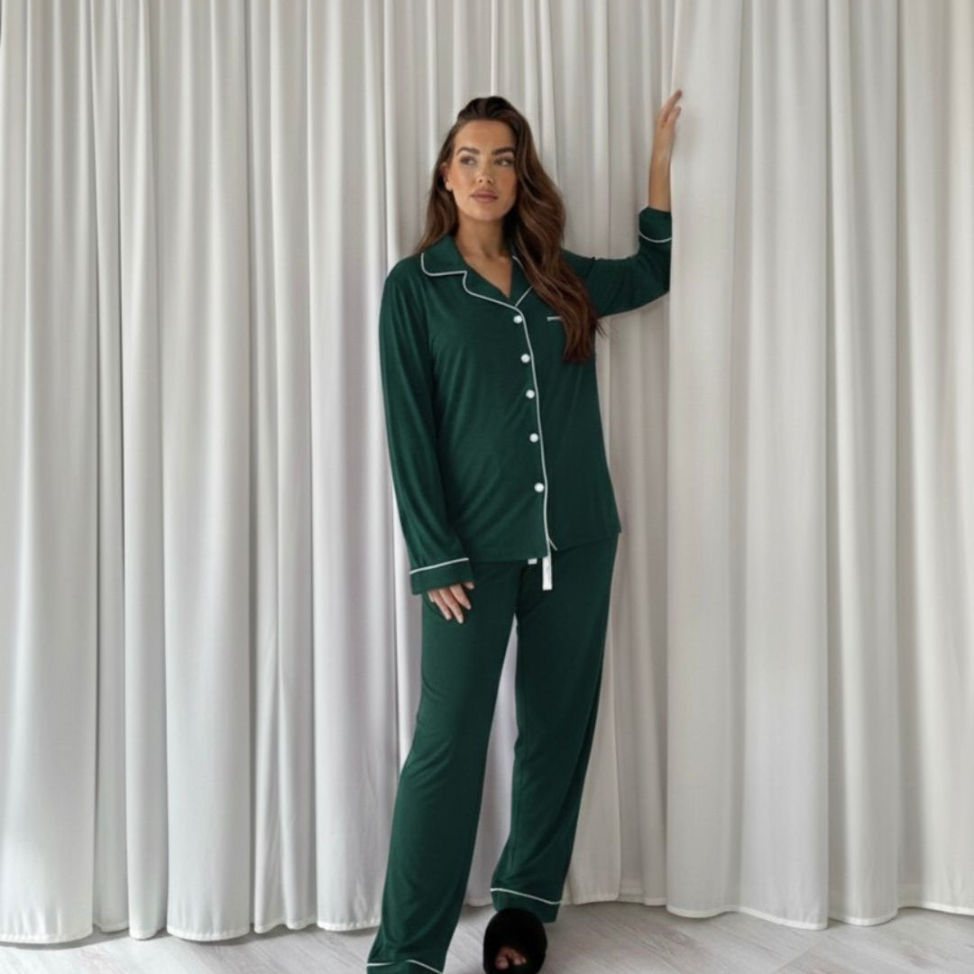 Long Cotton Pyjamas - Green