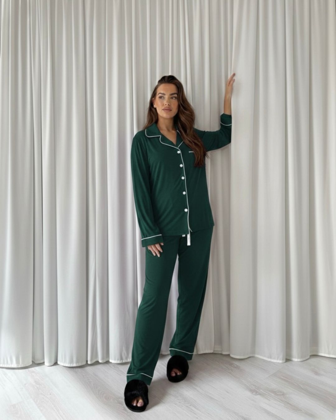 Long Cotton Pyjamas - Green