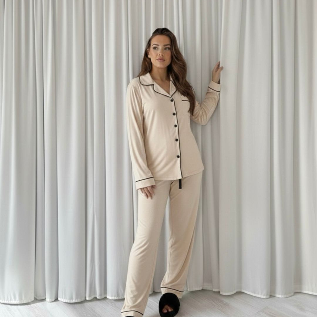Long Cotton Pyjamas - Latte