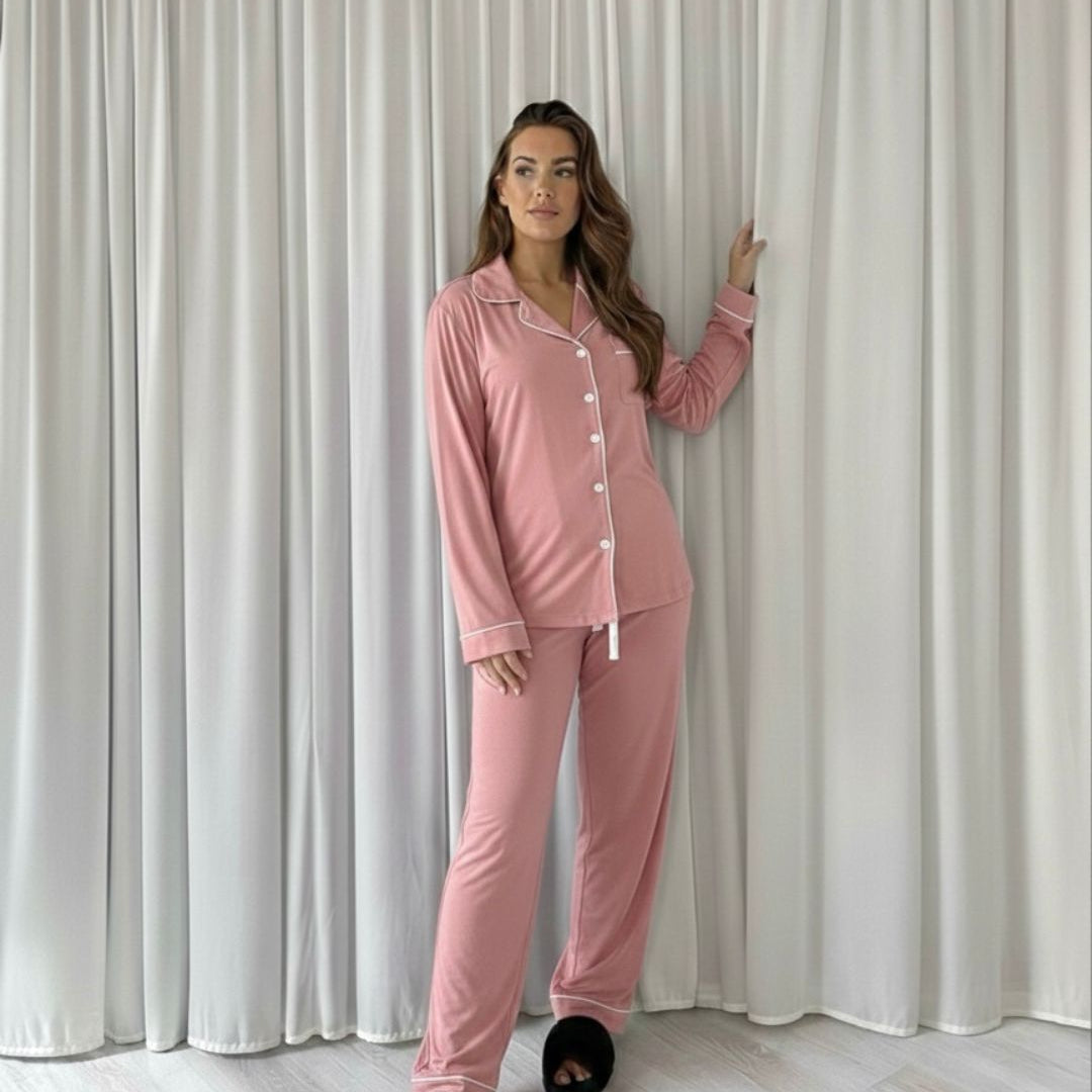Long Cotton Pyjamas - Rose Pink