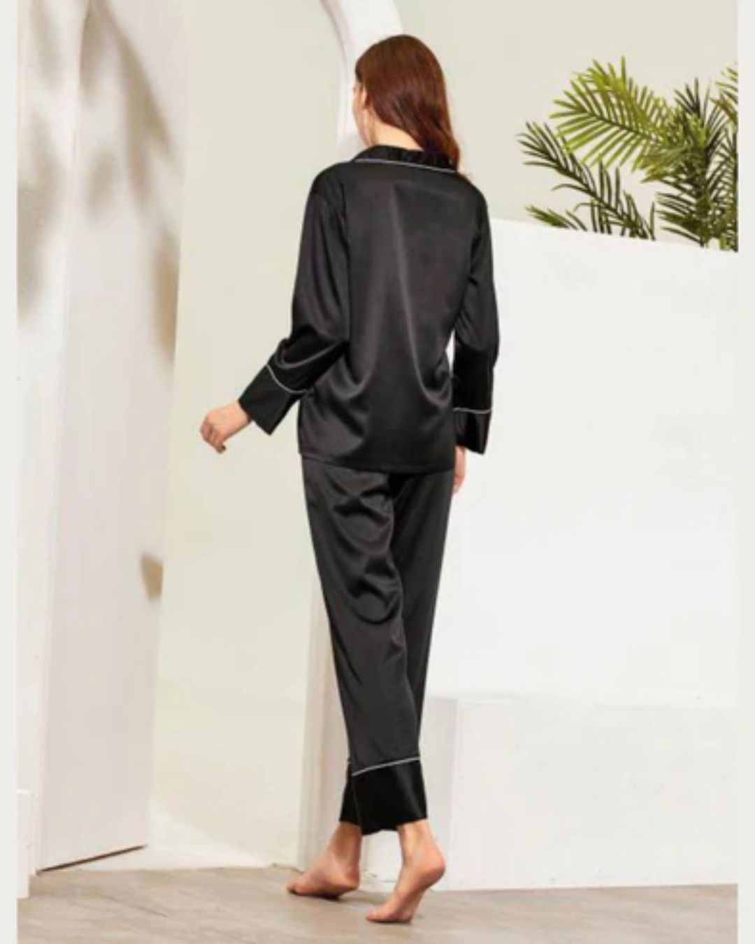 Long Satin Pyjamas - Onyx