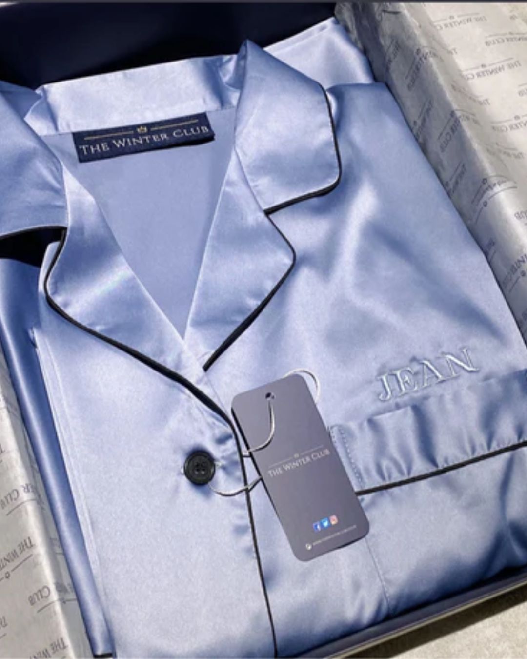 Long Satin Pyjamas - Sky Blue