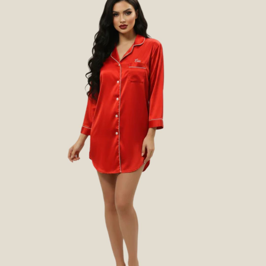Satin Night Shirt - Red