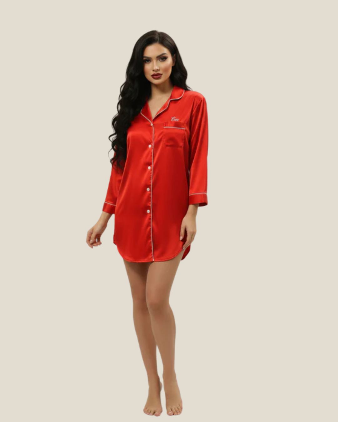 Satin Night Shirt - Red