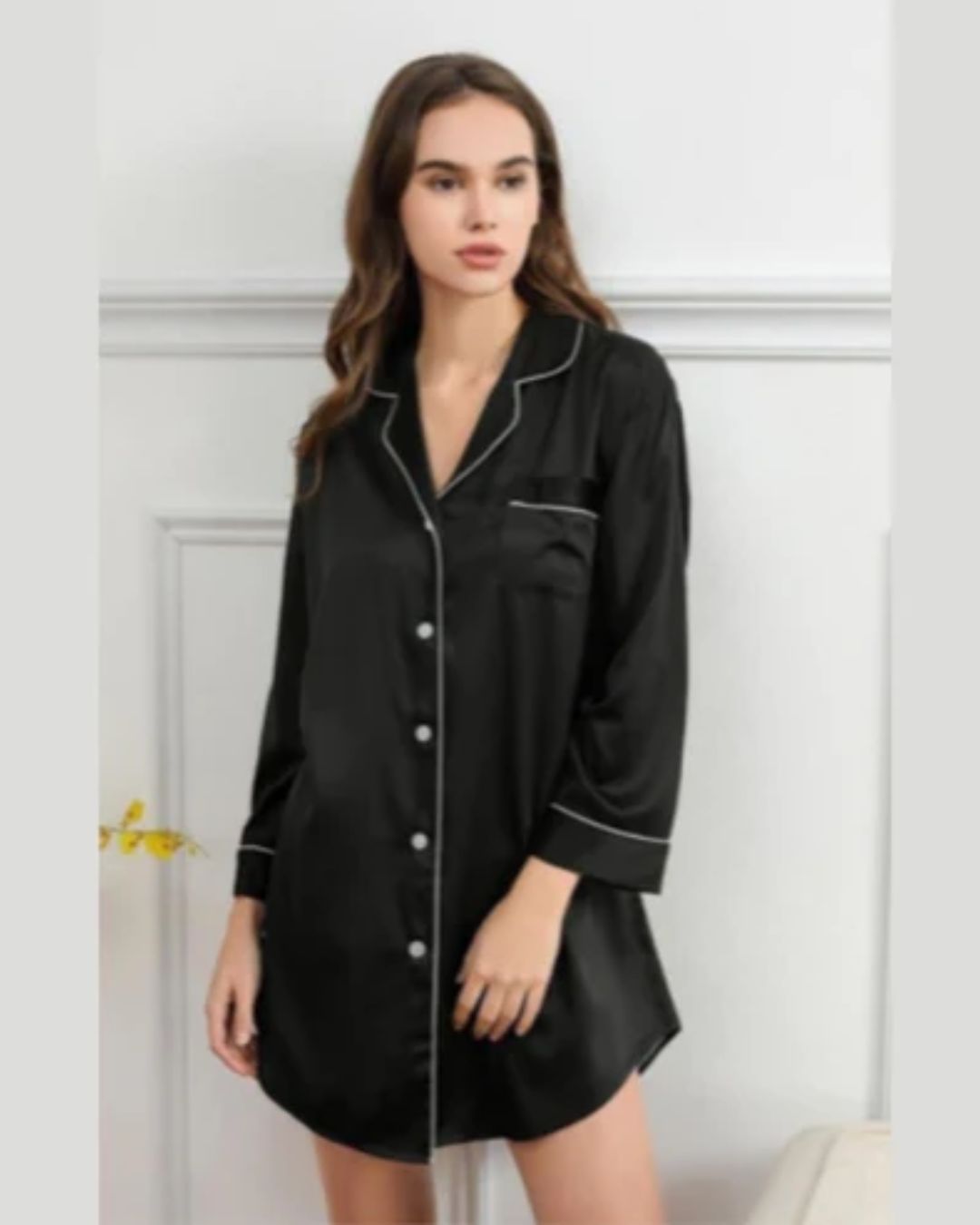 Satin Night Shirt - Onyx