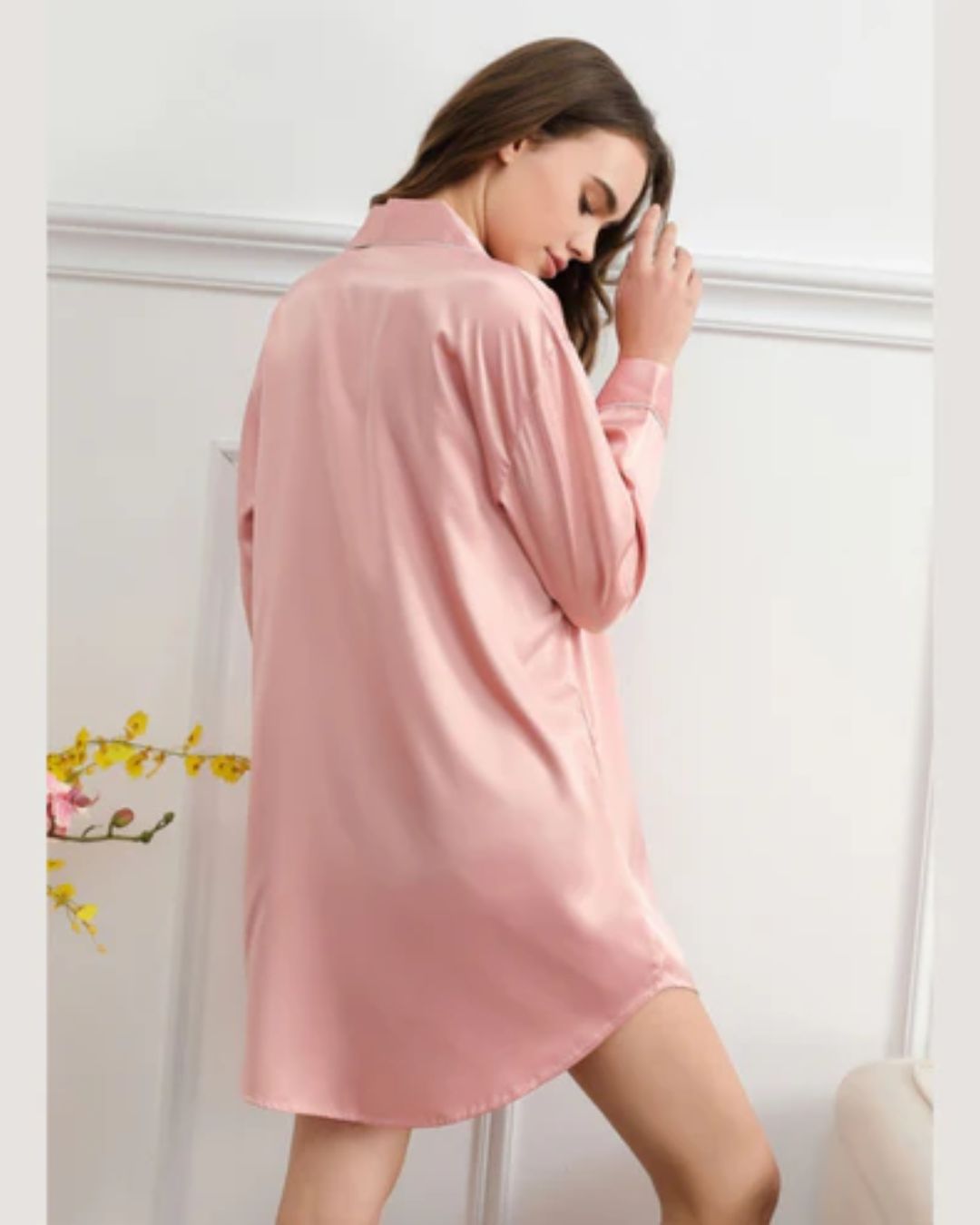 Satin Night Shirt - Rose Pink