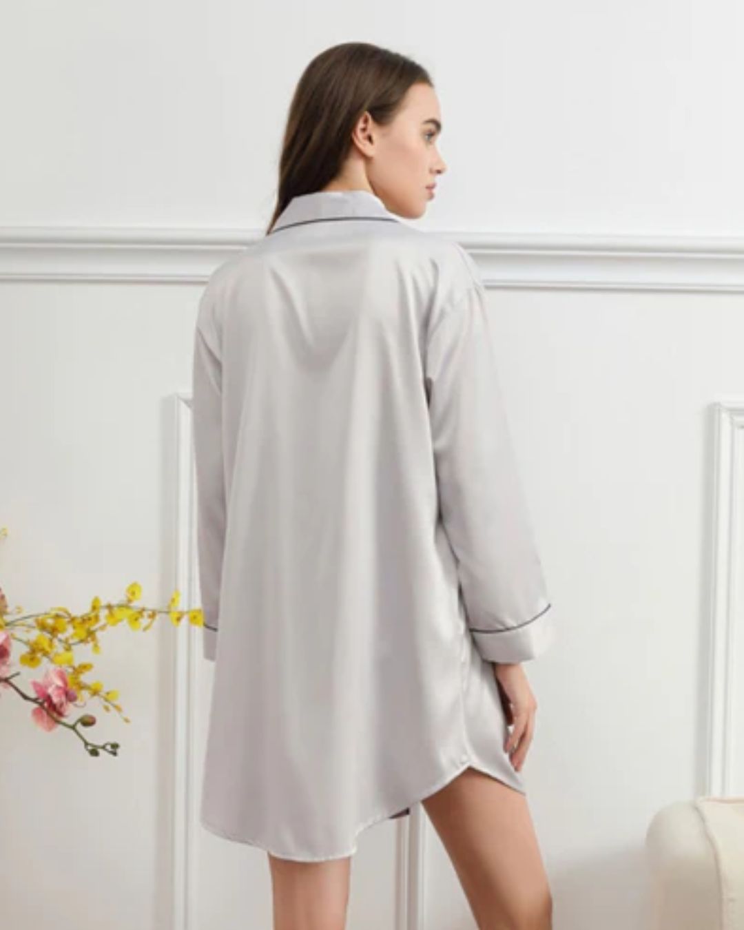 Satin Night Shirt - Silver