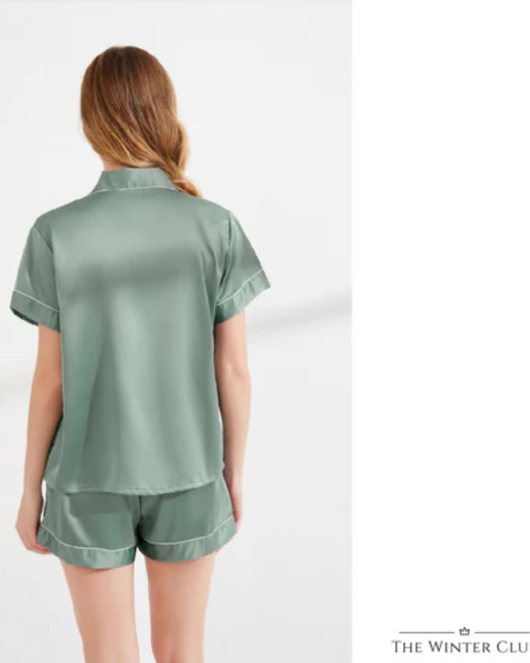 Satin Shorty Pyjamas - Sage