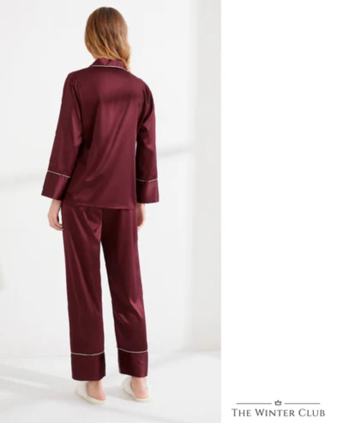 Long Satin Pyjamas - Plum