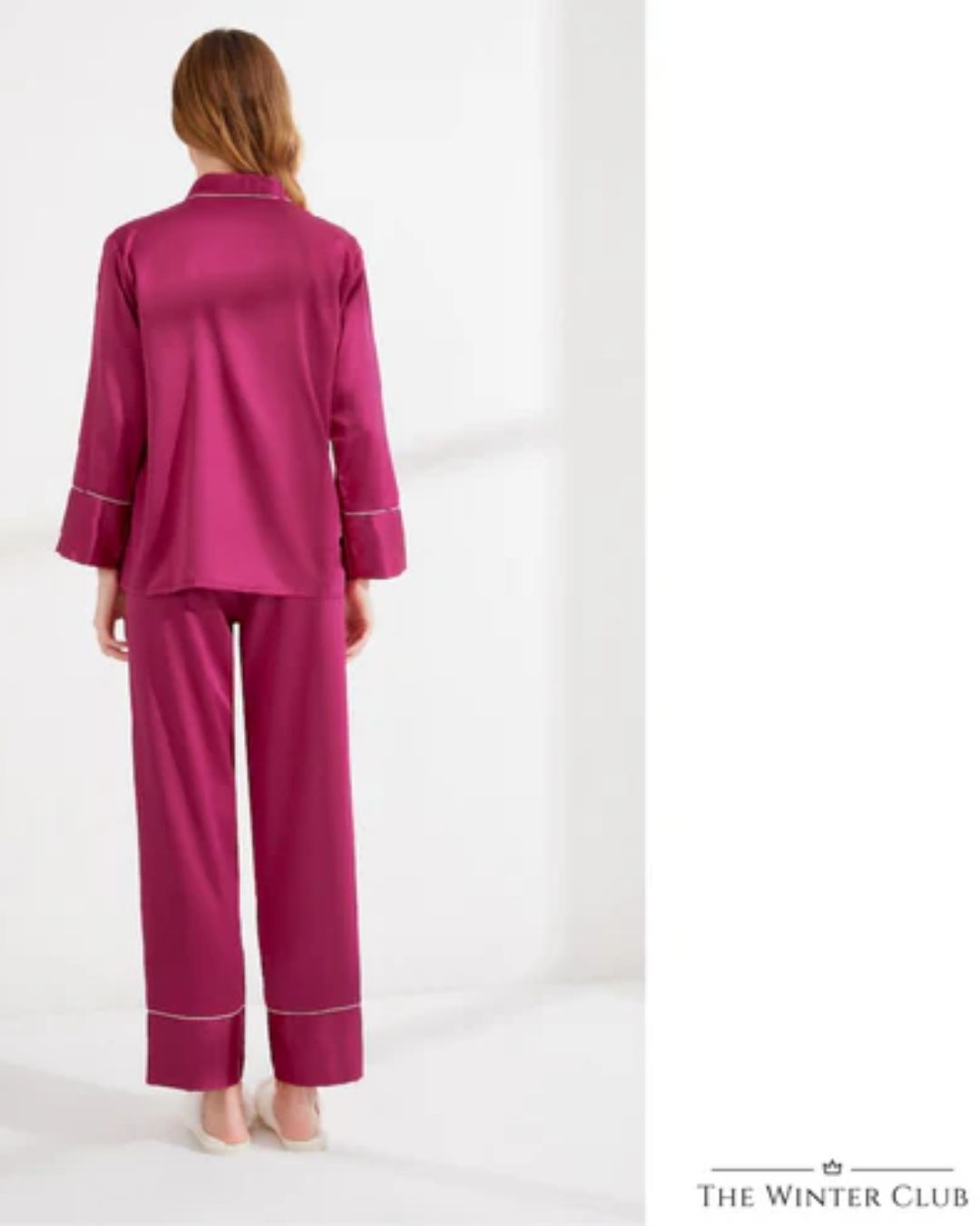 Long Satin Pyjamas - Hot Pink