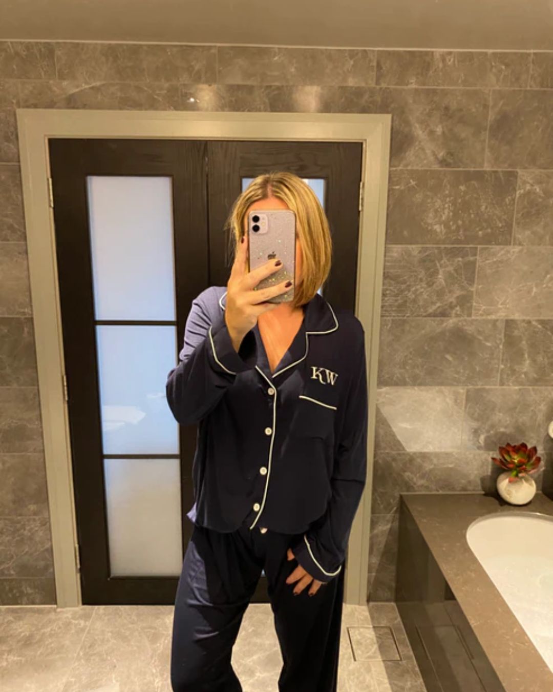 Long Cotton Pyjamas - Navy