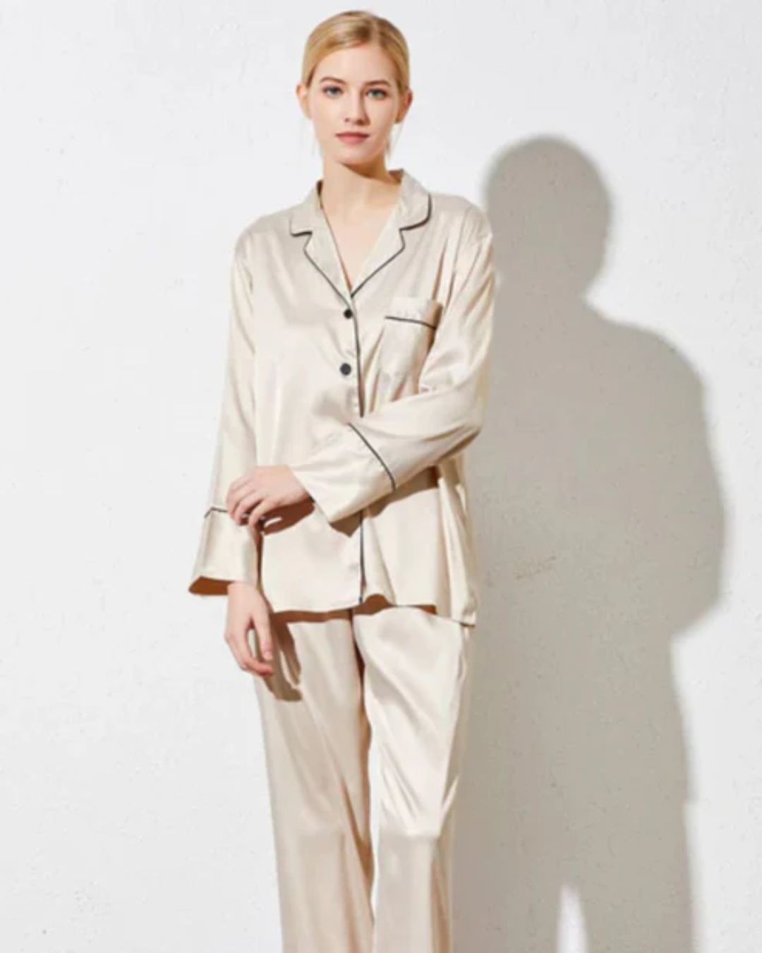 Long Satin Pyjamas - Champagne