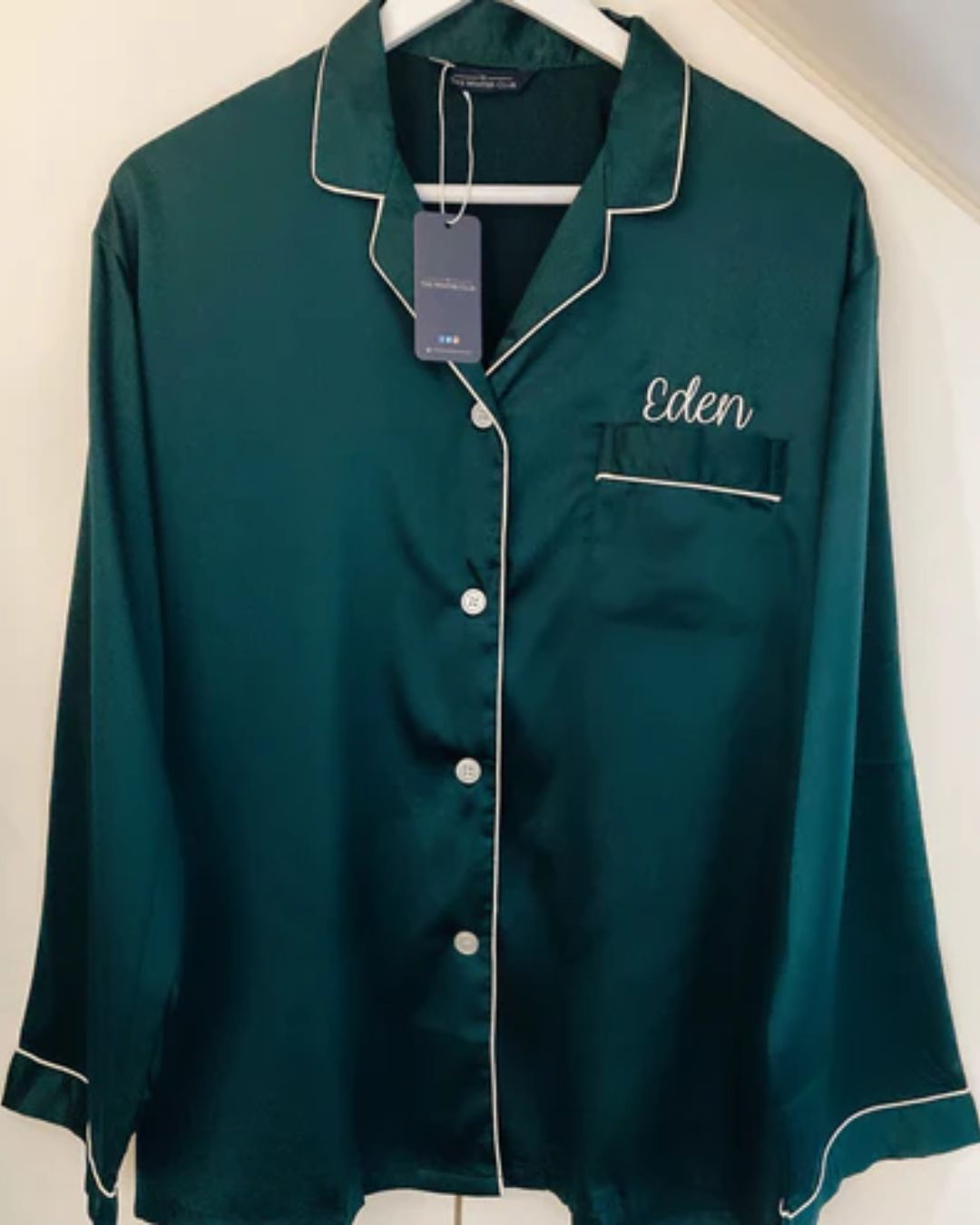 Long Satin Pyjamas - Emerald Green