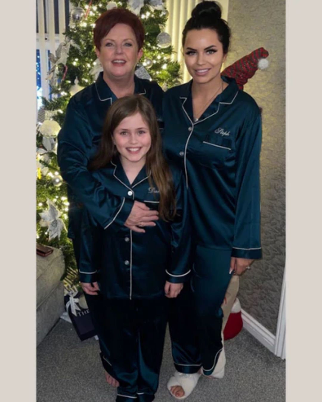 Long Satin Pyjamas - Emerald Green