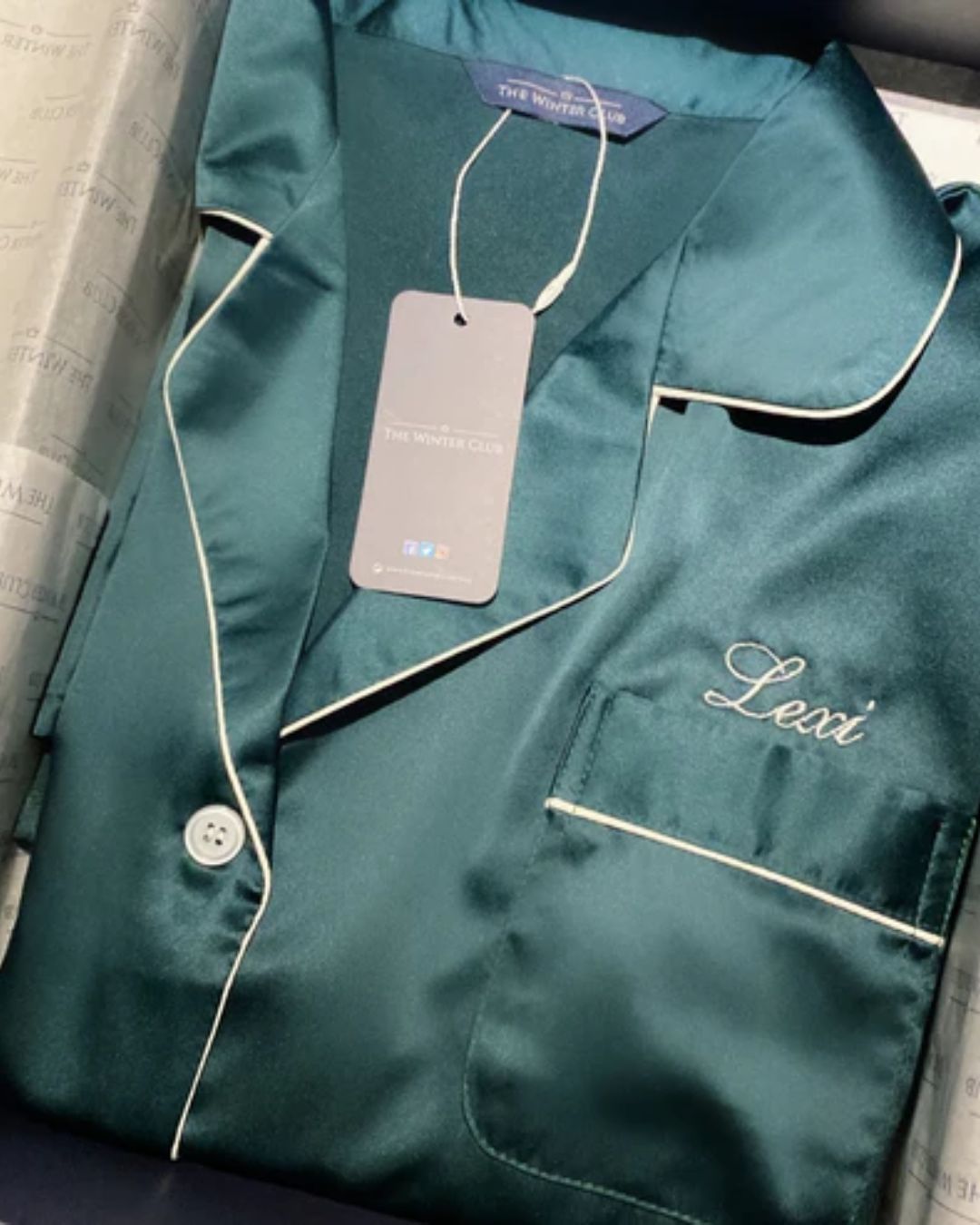 Long Satin Pyjamas - Emerald Green