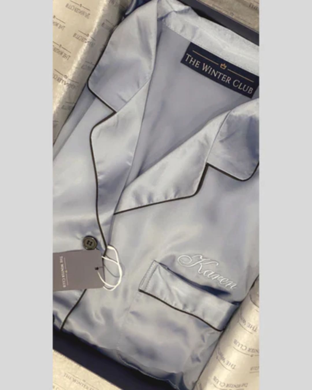 Long Satin Pyjamas - Sky Blue