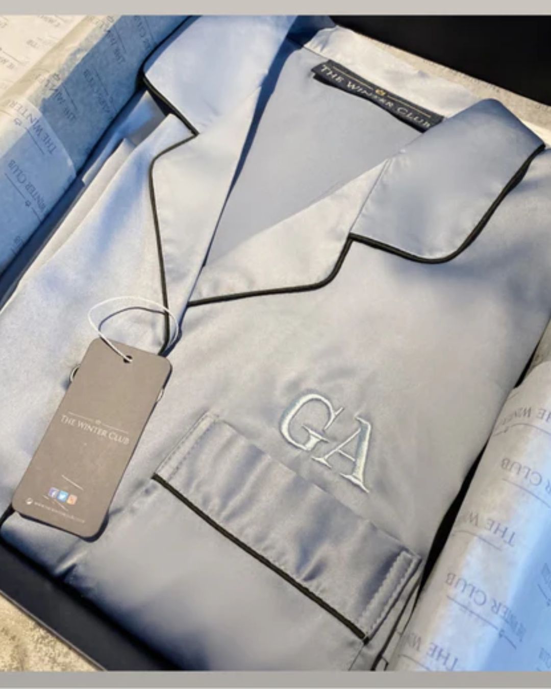 Long Satin Pyjamas - Sky Blue