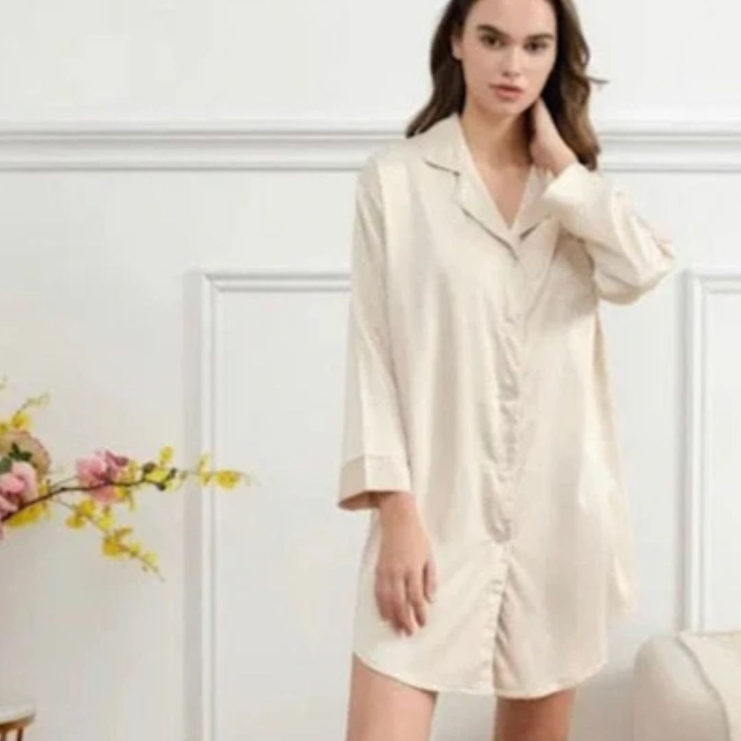 Satin Night Shirt - Champagne