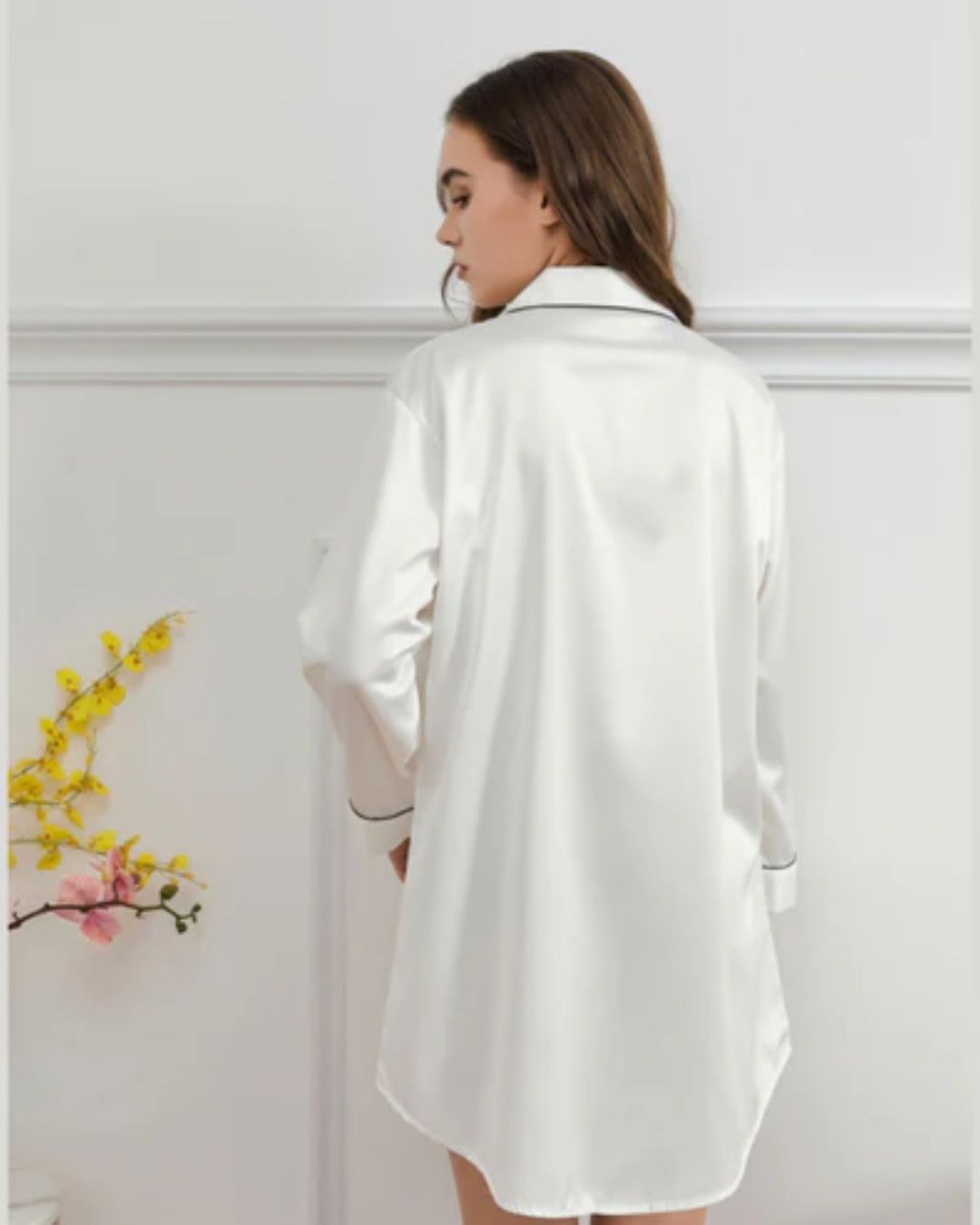 Satin Night Shirt - White