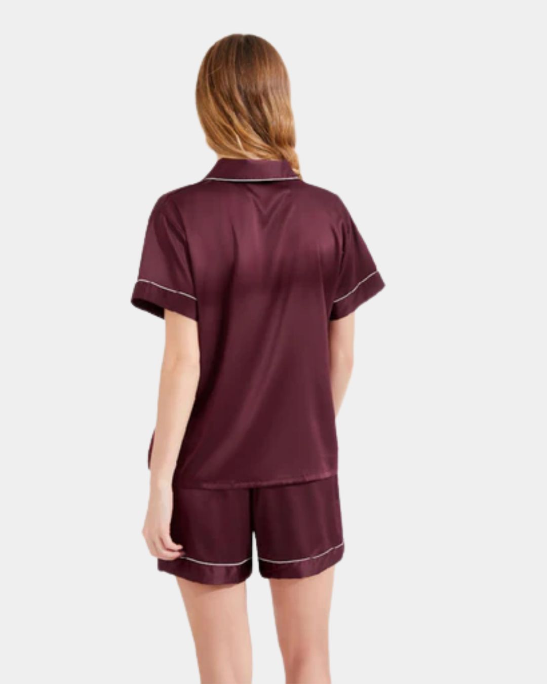 Satin Shorty Pyjamas - Plum