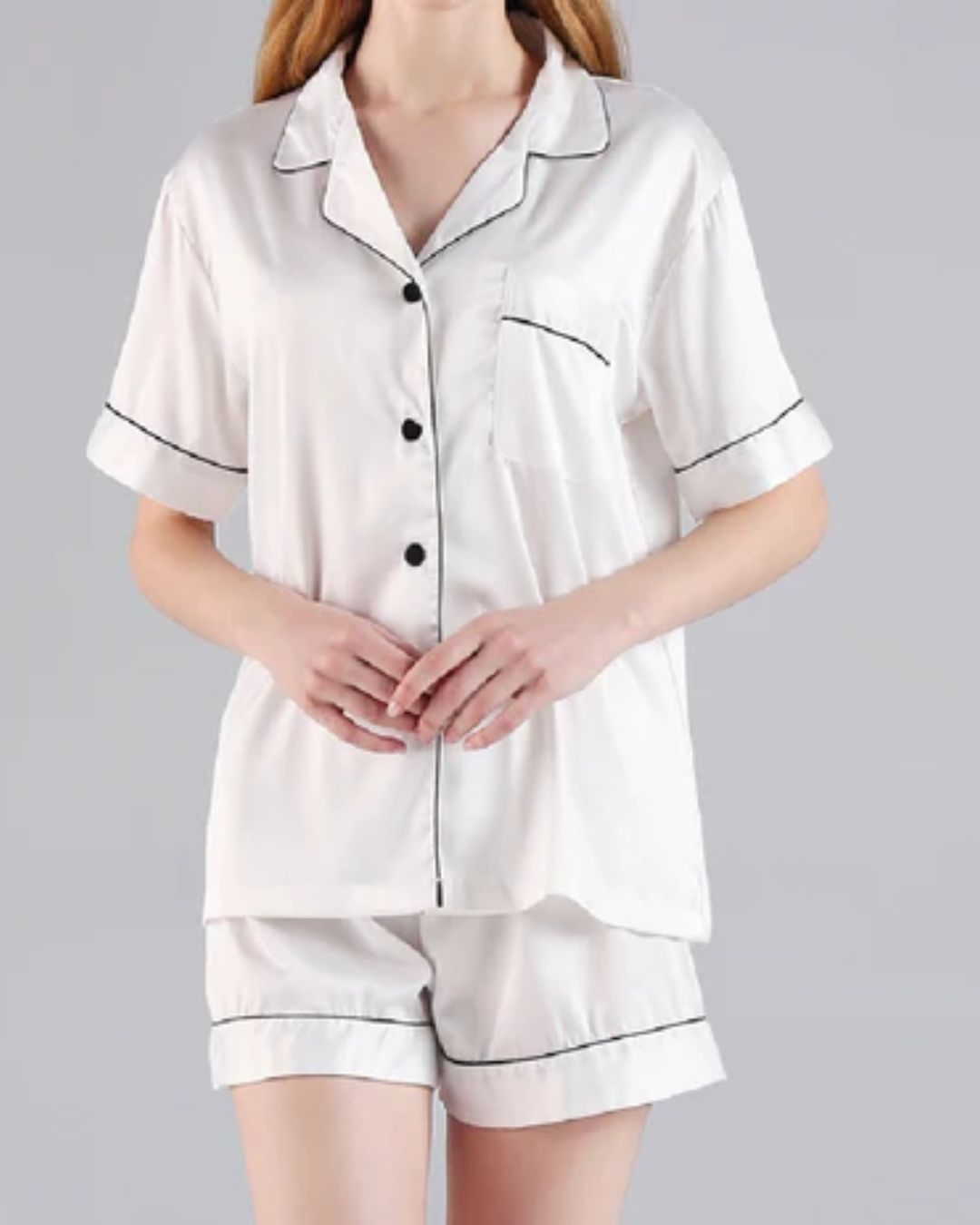 Satin Shorty Pyjamas - White