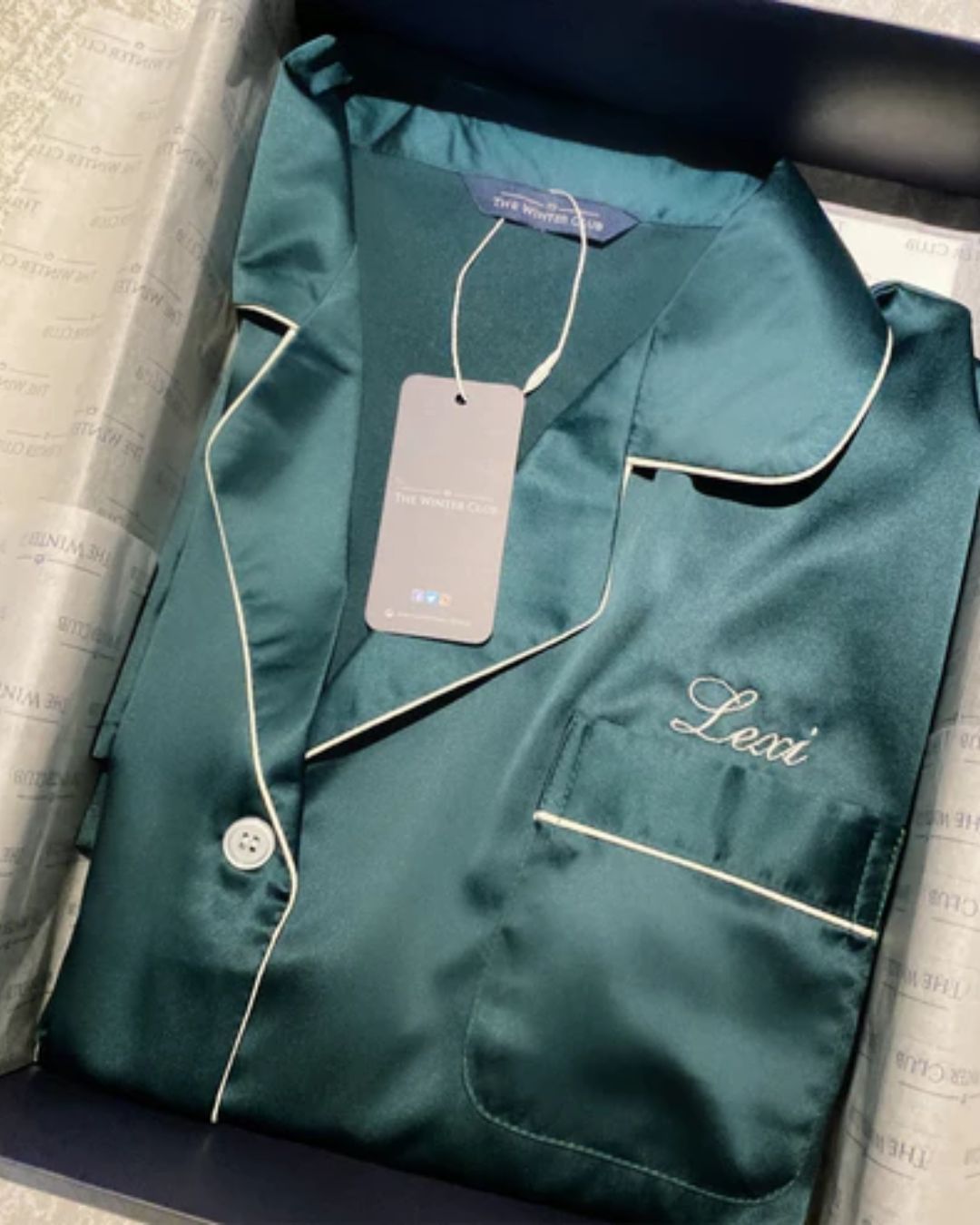 Kids Long Satin Pyjamas - Emerald