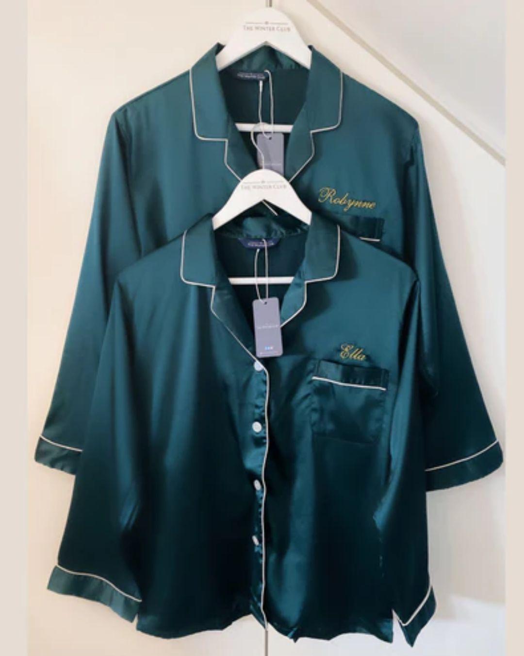 Kids Long Satin Pyjamas - Emerald