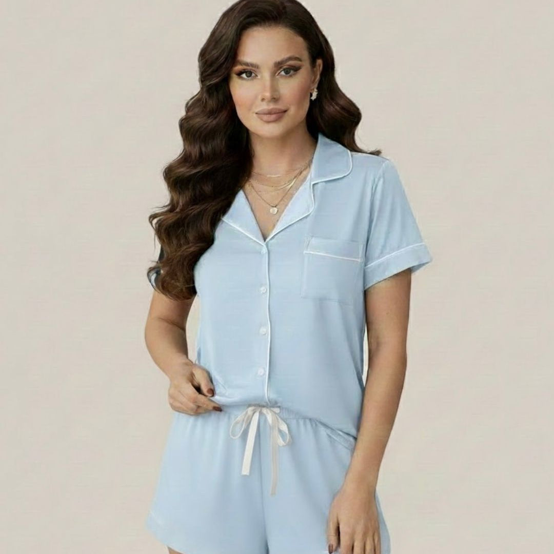 Cotton Shorty Pyjamas - Sky Blue