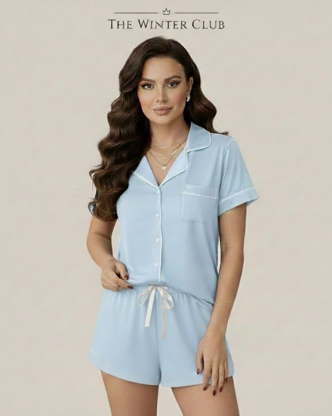 Cotton Shorty Pyjamas - Sky Blue