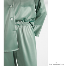 Load image into Gallery viewer, Long Satin Pyjamas - Sage
