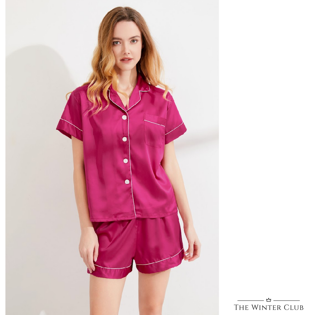 Satin Shorty Pyjamas - Hot Pink