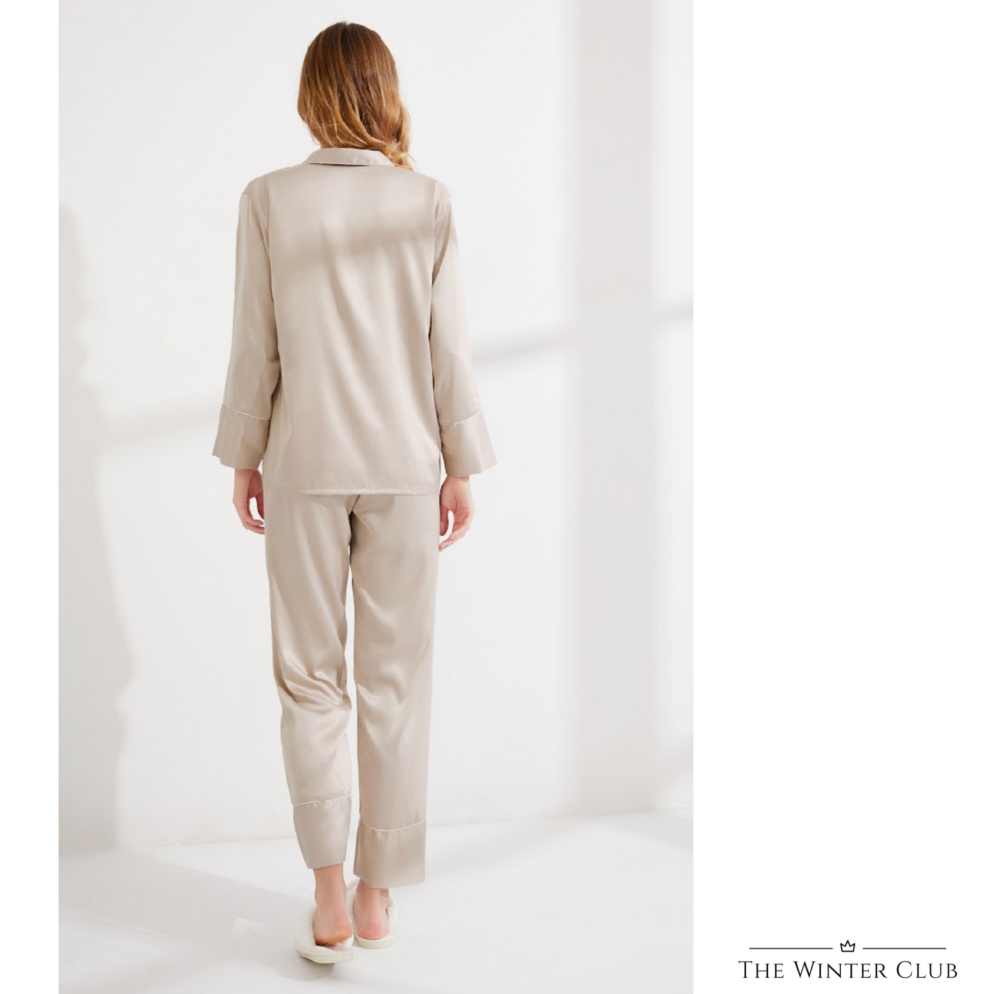 Long Satin Pyjamas - Oatmeal